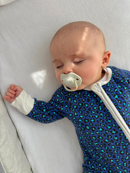Bamboo zip sleepsuit in midnight leopard