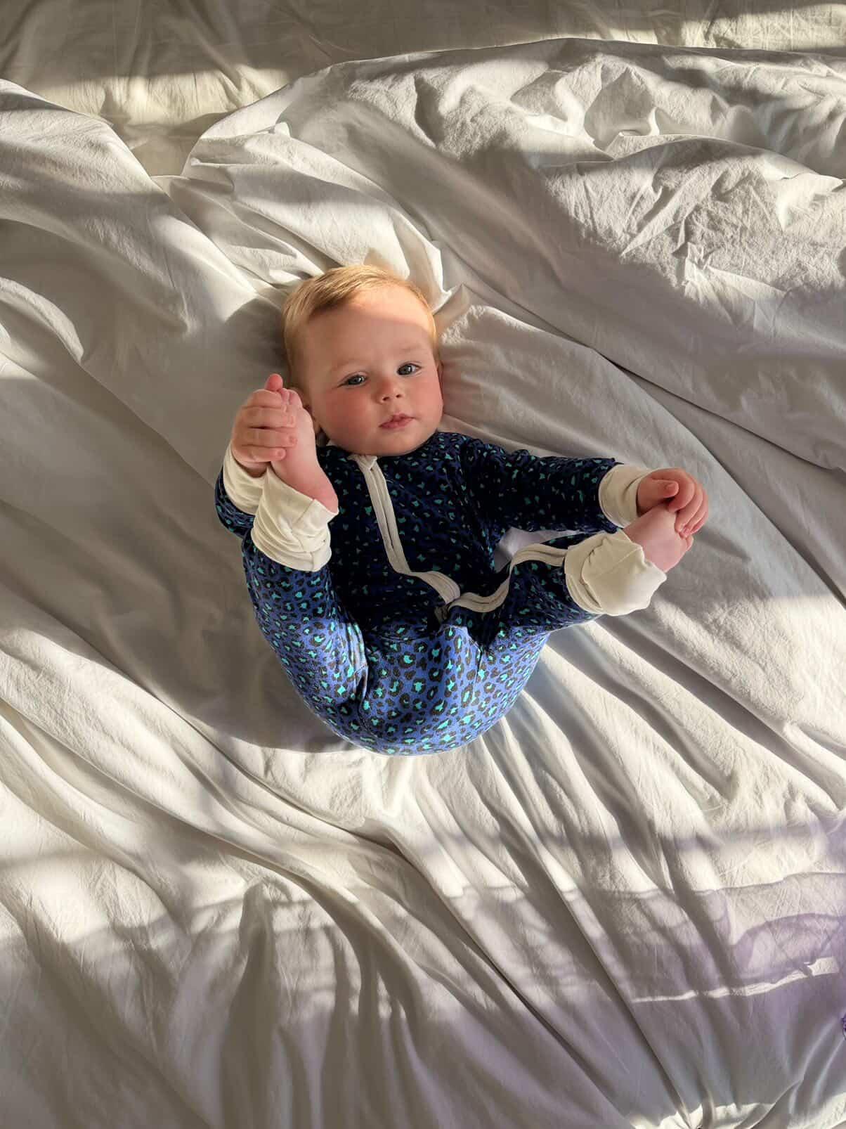 Bamboo zip sleepsuit in midnight leopard