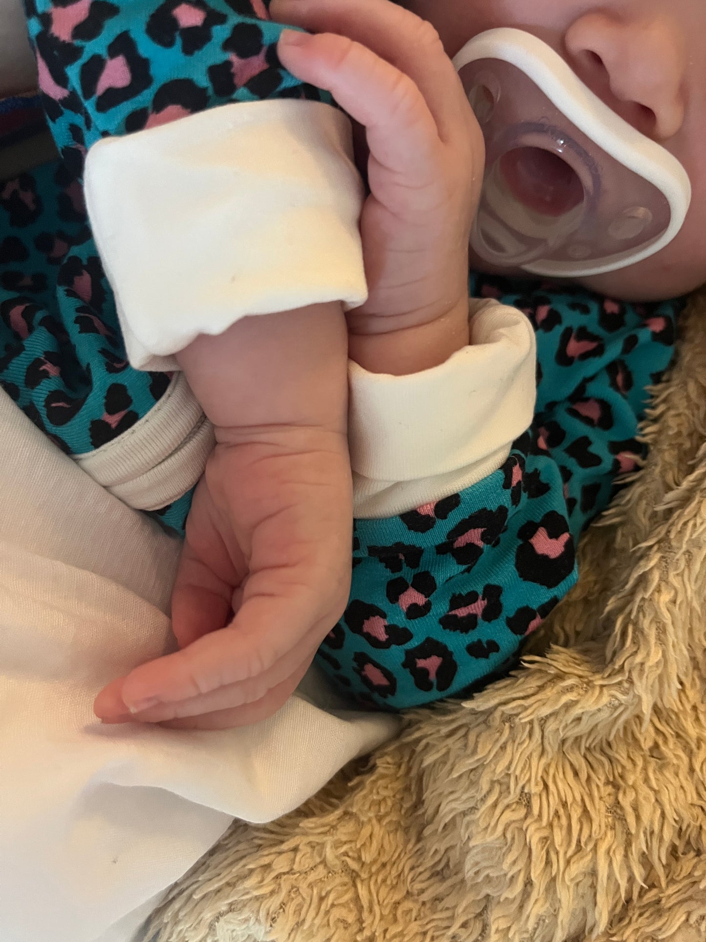 Bamboo zip sleepsuit in cobalt blush leopard