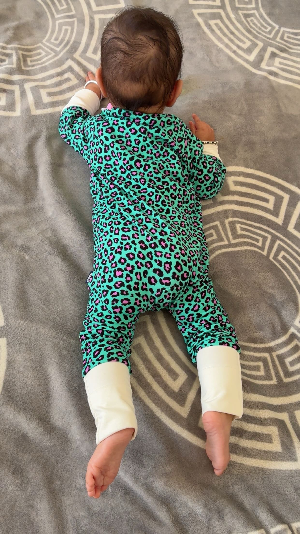Bamboo zip sleepsuit in forest orchid leopard