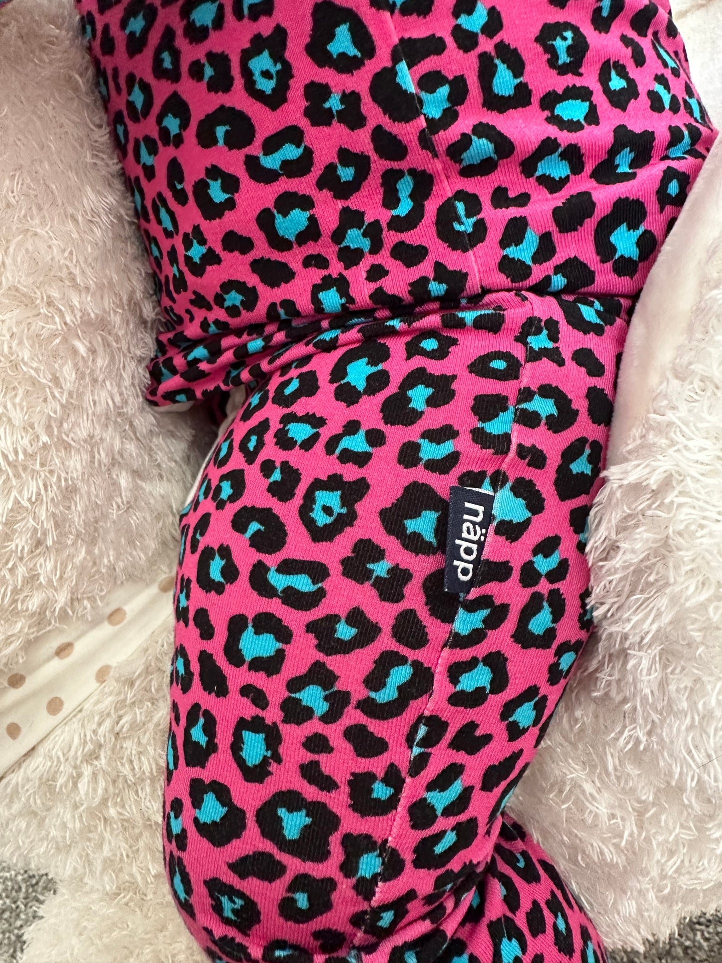 Bamboo zip sleepsuit in neon rose leopard